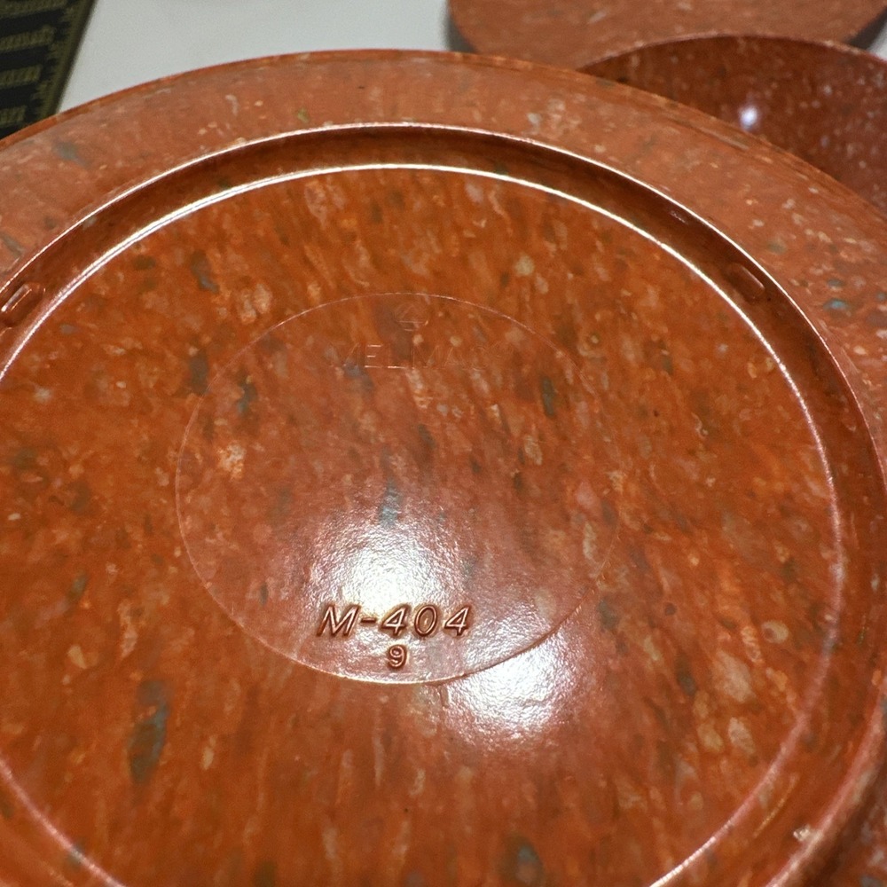 Melmac M-404 6" Plate And M-411-8 5" Bowl Orange Speckle 6 Plates And 5 Bowls - Picture 6 of 6